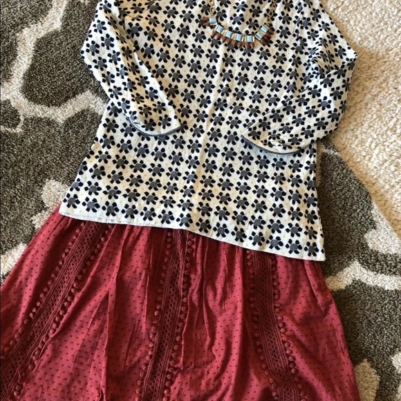 Anthropologie Field Flower Geo Bloom sweater M retro vintage pullover knit top - Picture 3 of 8